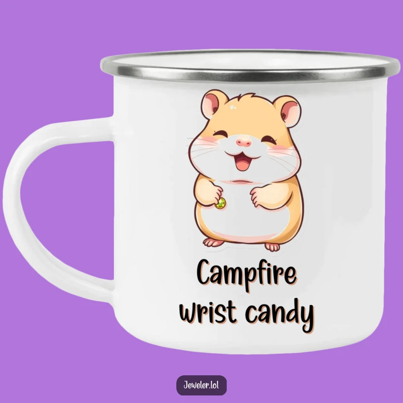 Funny Hamster Bracelet Enamel Mug - Durable & Humorous Campfire Companion