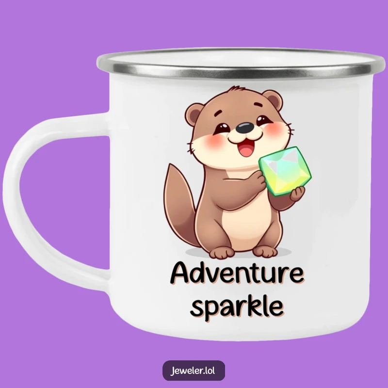 Durable Funny Otter Gem Camping Mug - Adventure & Hilarious Gift
