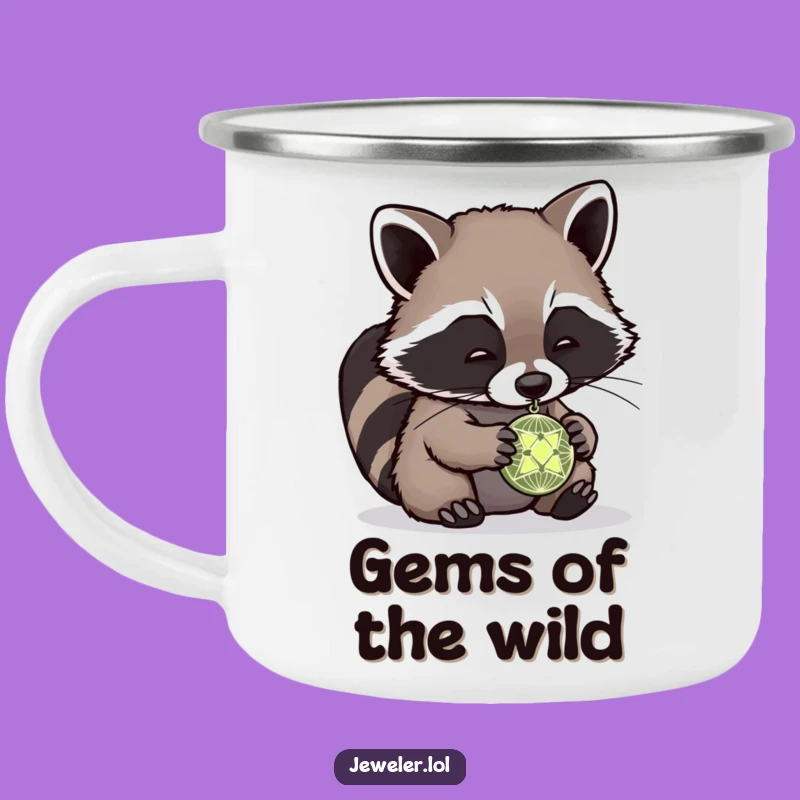 Funny Raccoon Pendant Enamel Mug - Durable & Humorous Campfire Companion Gift