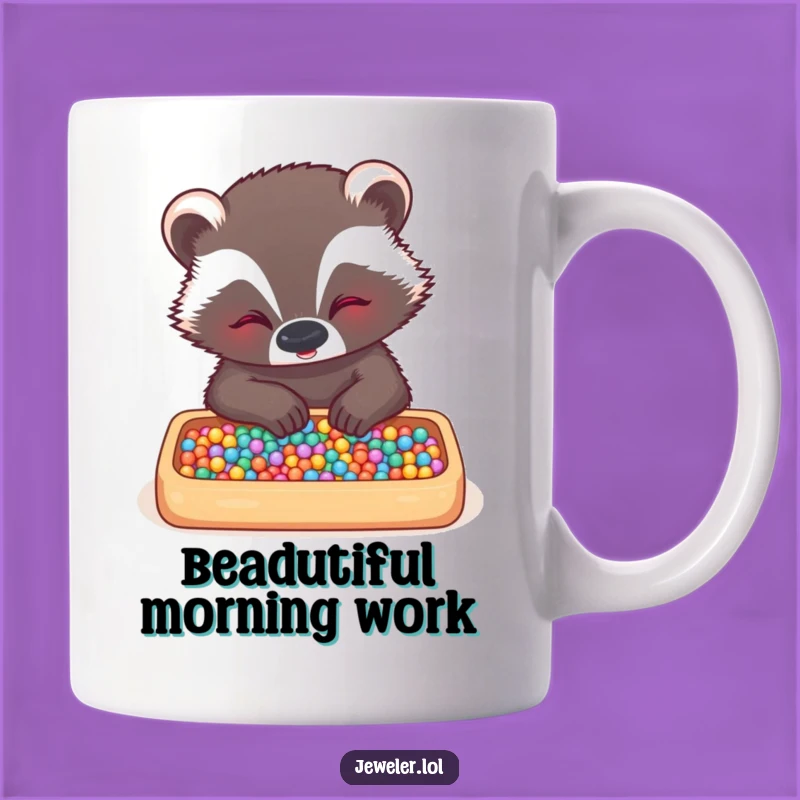 Funny Badger Bead Artist Mug - Hilarious Animal Gift for Crafters & Organizers