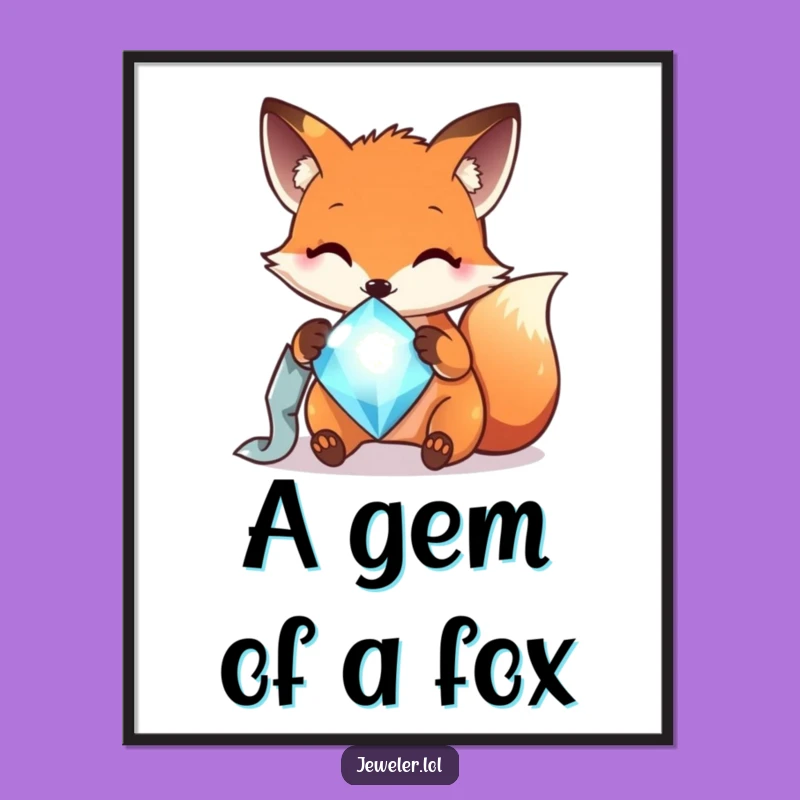 Funny Fox Gem Polishing Digital Art - Instant Hilarious Wall Decor!