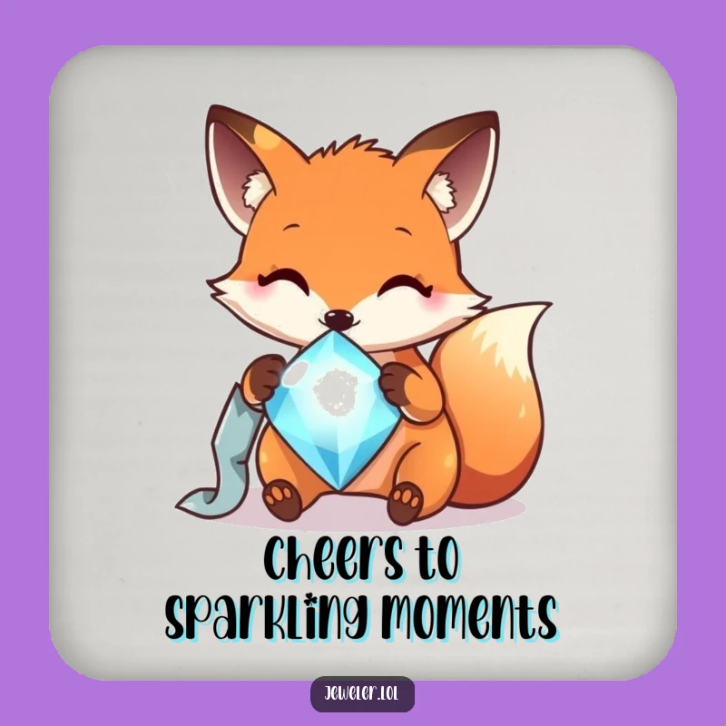 Funny Fox Gem Coaster - Protect Surfaces with Humor!