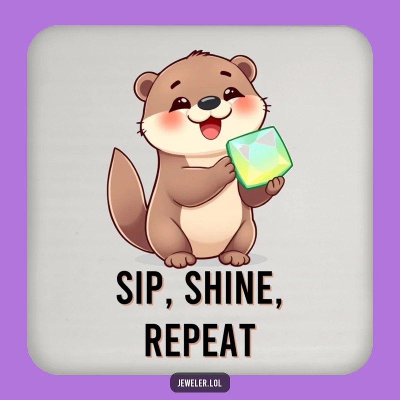Funny Otter Gem Coaster Set - Protect Surfaces with Hilarious Charm