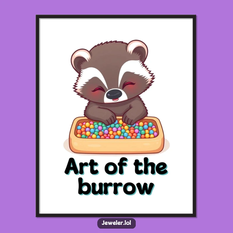 Funny Badger Bead Art Poster - Whimsical Wall Decor & Humorous Craft Gift