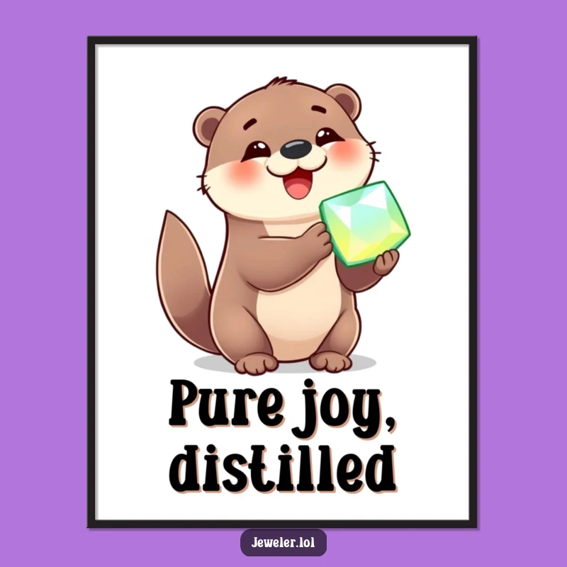 Funny Otter Gem Poster - Joyful Wall Art, Hilarious Gift for Collectors