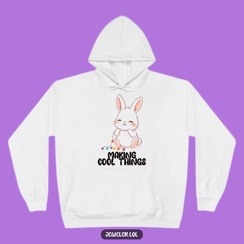 Cozy Funny Rabbit Bead Hoodie - Warm & Whimsical Crafter's Gift