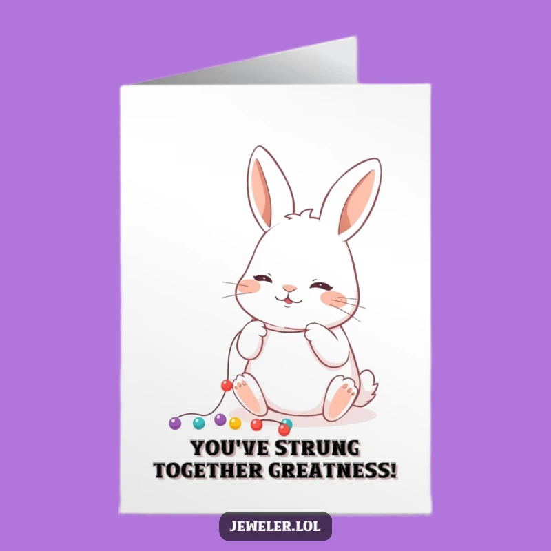 Free Printable Rabbit Beads Congrats Card: Playful Downloadable Gift for Achievements